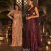 Wine Jumpsuit saree