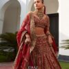 Deep Red and Antique Gold Lehenga Set