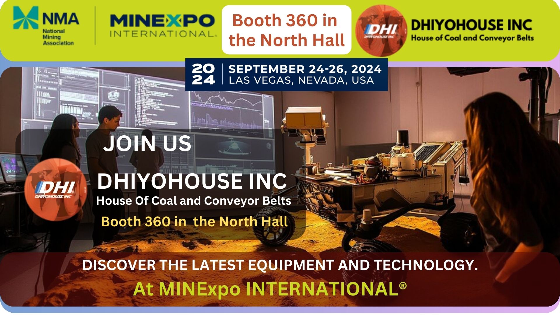 Dhiyohouse Inc. showcasing advanced conveyor belts at MINExpo International 2024 Las Vegas event for mining operations.